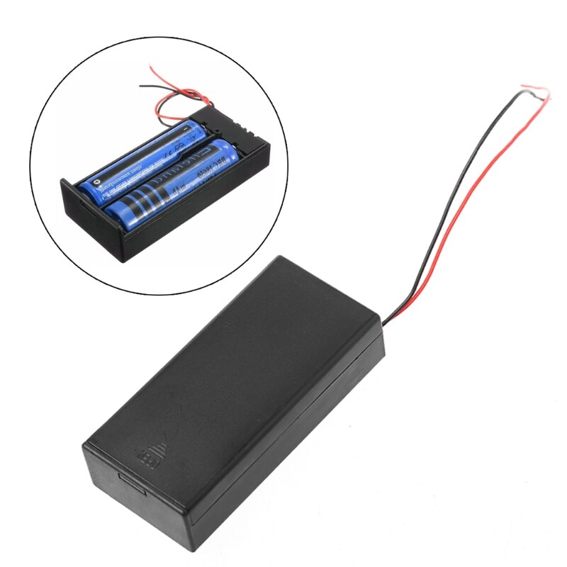 3.7V 2x 18650 Battery Holder Box Storage Case Container With Cable ON/OFF Switch