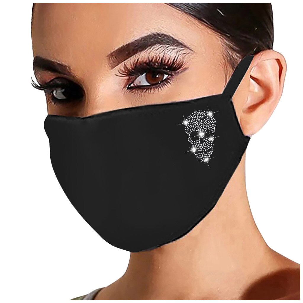 1Pc Christmas Ski Fasemask Adults Black Print Reusable Masque Washable Breathable Mascarillas Balaclava Cap Bandana