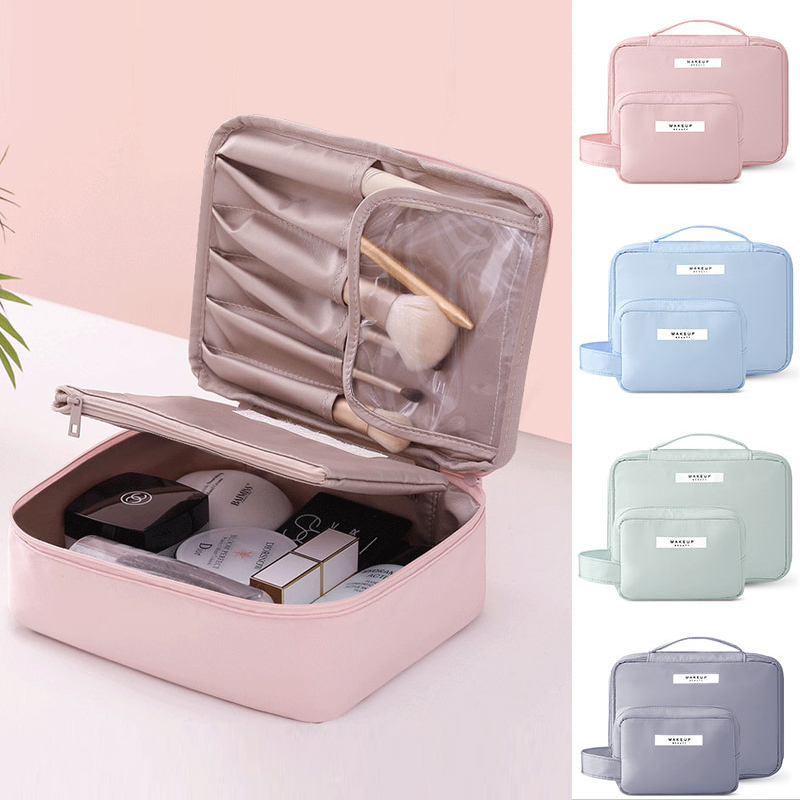 Kosmetikpung til kvinder, rejsetaske, vandtæt toiletartikler, skønhedsorganisator, dame, kosmetikpung, bærbar, håndholdt rejsetaske, toilettaske