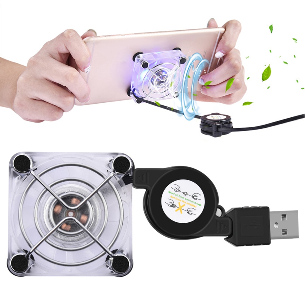 USB Charging Universal Mobile Phone Cooling Fan Accessories Game Removable Suction Cup Portable Home Mini Tablet Blue Light