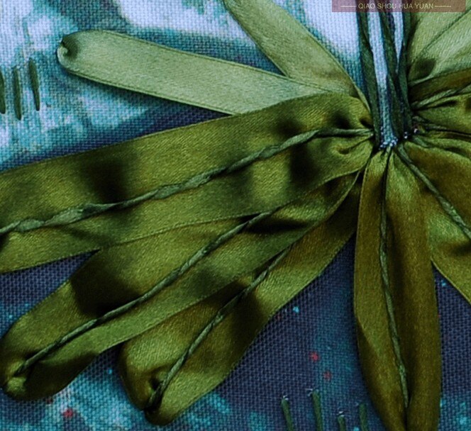 3D Orchid satin silk Ribbon embroidery handcraft plant flower cross-stitch kit DIY handmade needlework wall art decor craft