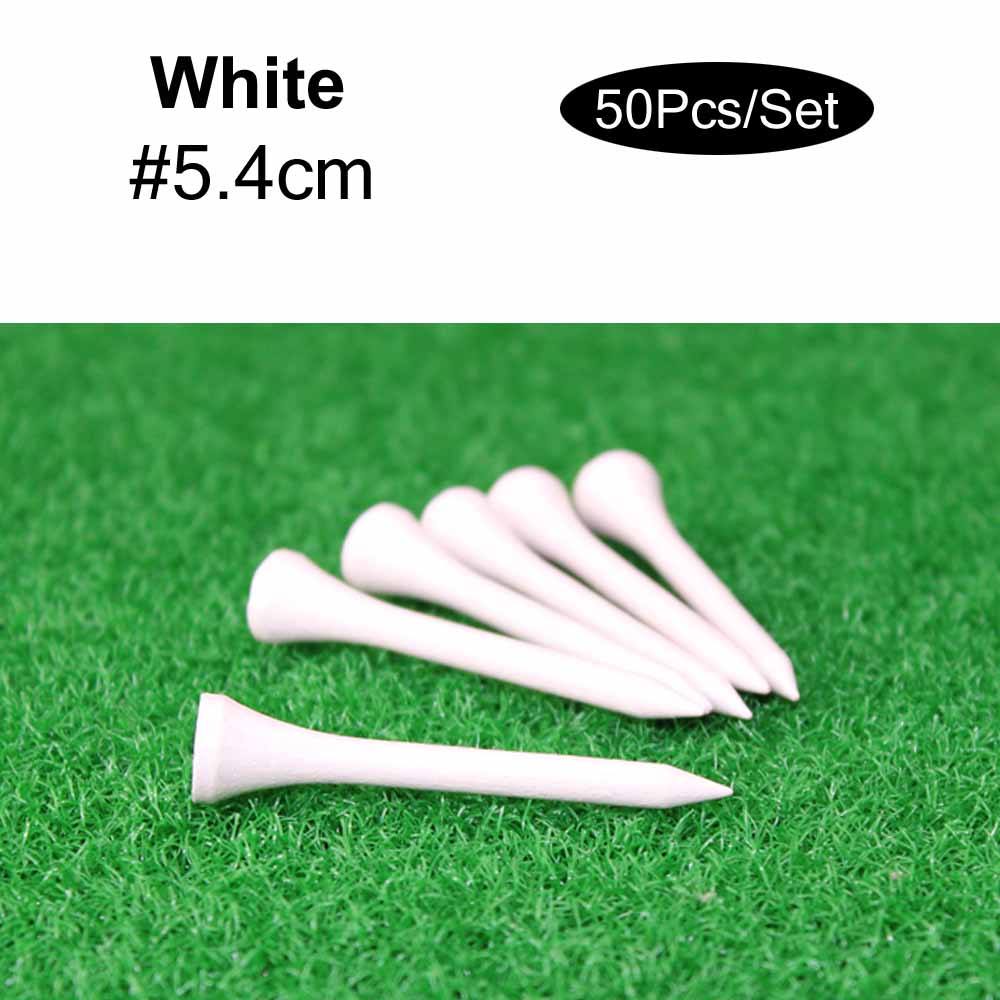 50 stk / sæt træ golf tee tees udskiftning driving range rammer træner klub tilbehør golf tees kugleholder: Hvid  - 5.4cm