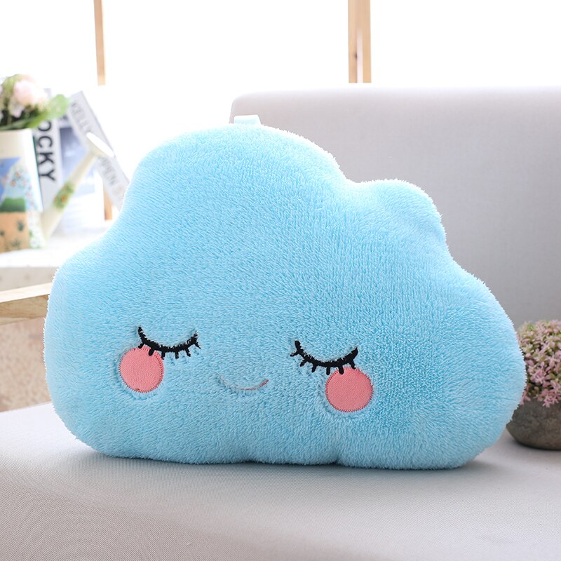 Pluche Sky Kussens Slapen Glimlach Wolk Ster Water Maan Kussen Kamer Cot Bed Decor Natuur Kussen Blauw Roze meisje: blue cloud