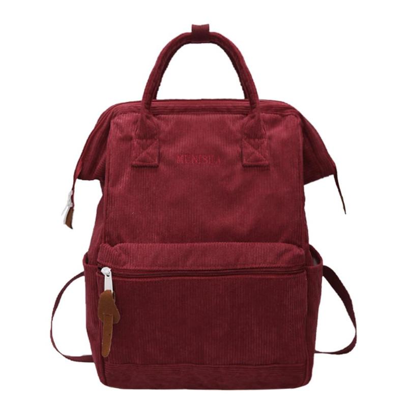 Mochila de pana para mujer, bolso escolar para Colegio, bolsos de hombro de viaje para chicas adolescentes,: red
