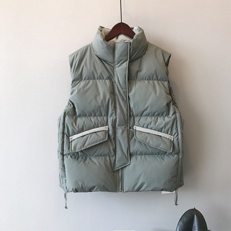 Talvitakki kapea raidallinen pystykaulus pitsi 3059. puuvillaliivi naisten liivi #39: Herneenvihreä / L