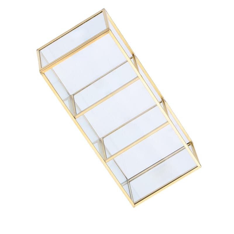 1 stk guld glas smykke plade kommode skrivebord organizer kosmetik opbevaringsboks