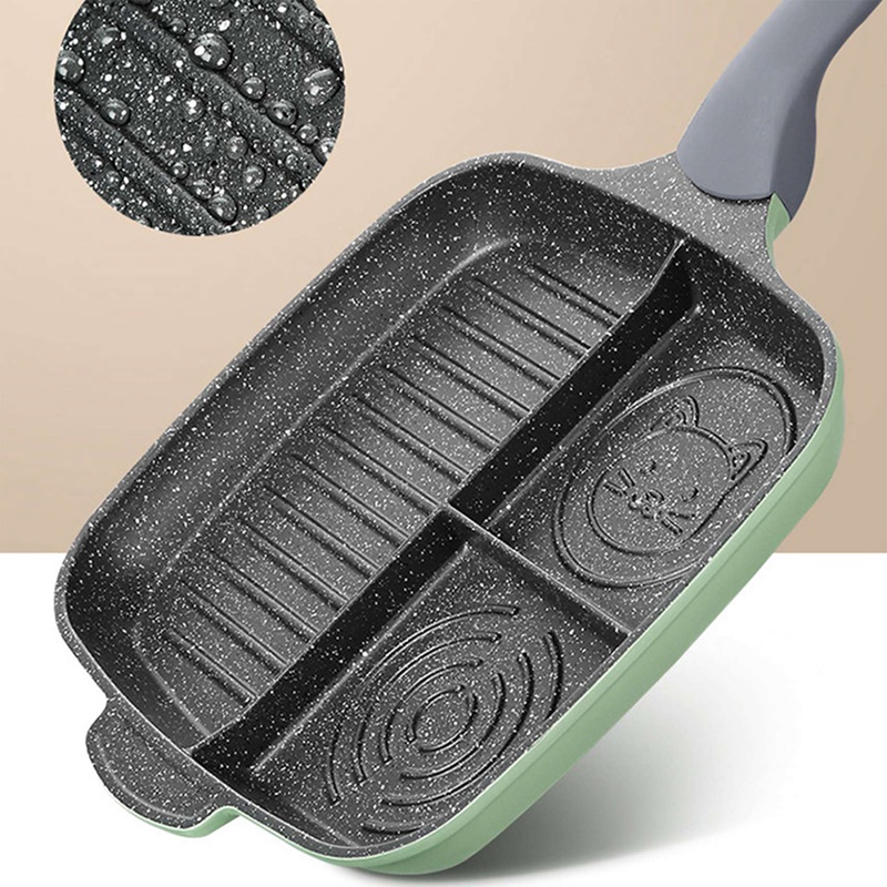 Patelnia 3 sekcja posiłek patelnia stek patelnia dzielona Nonstick śniadanie smażenie misa na grilla blacha robić pieczenia patelnia śniadaniowa