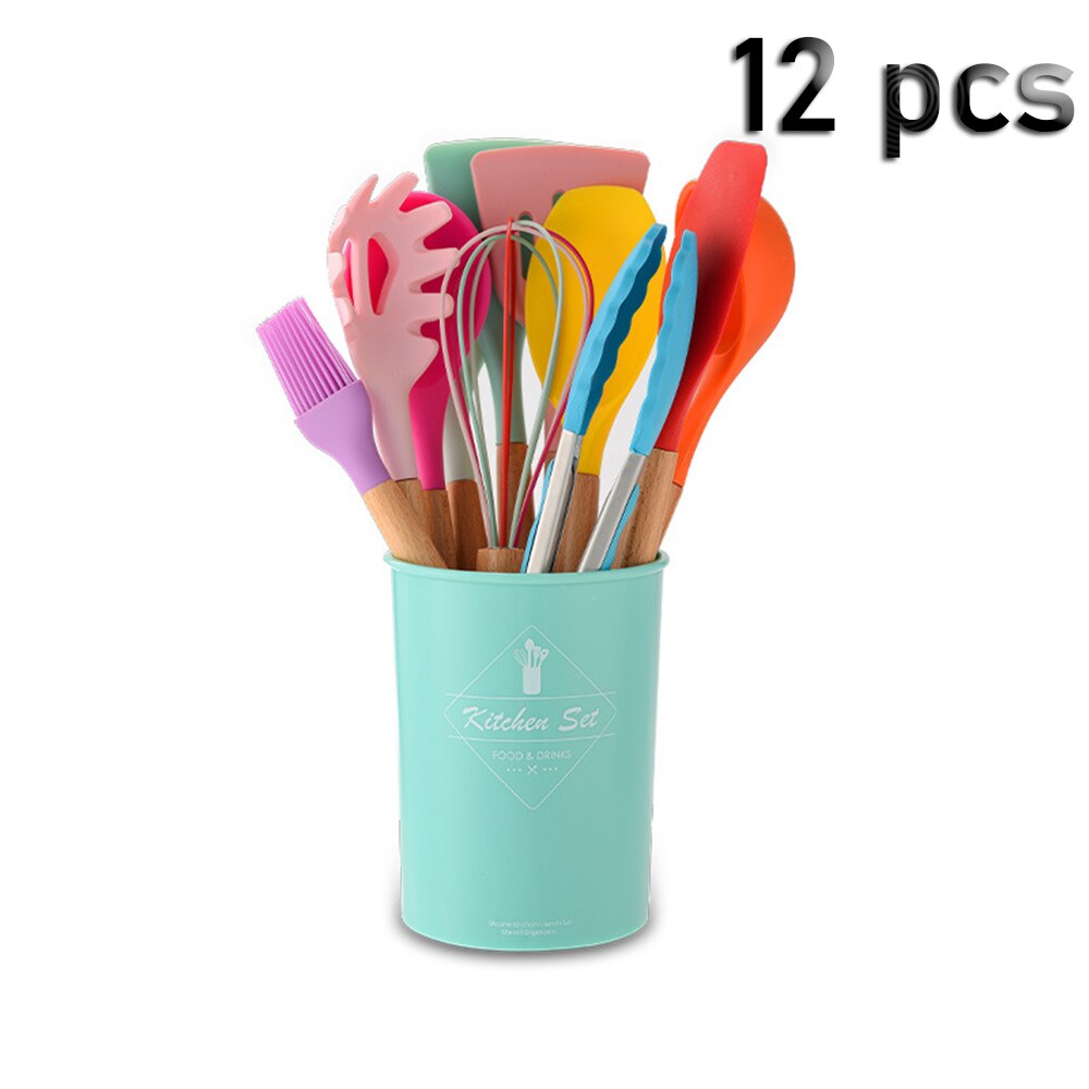 12PC Kit Silicone Kitchen Cooking Utensils Set Non... – Grandado