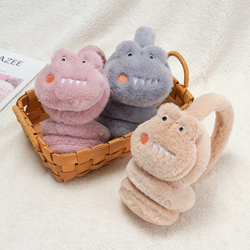 Children Ear Muffs Winter Lovely Thicken Plush Earmuffs Cartoon Dinosaur Earmuffs Riding Korean Version Plush Earmuffs