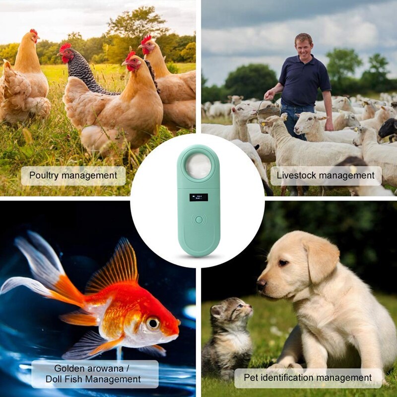 Pet Microchip Scanner Handheld Pet ID Reader Portable RFID Reader with LED and nifier Function for Dog Cat 134.2Khz