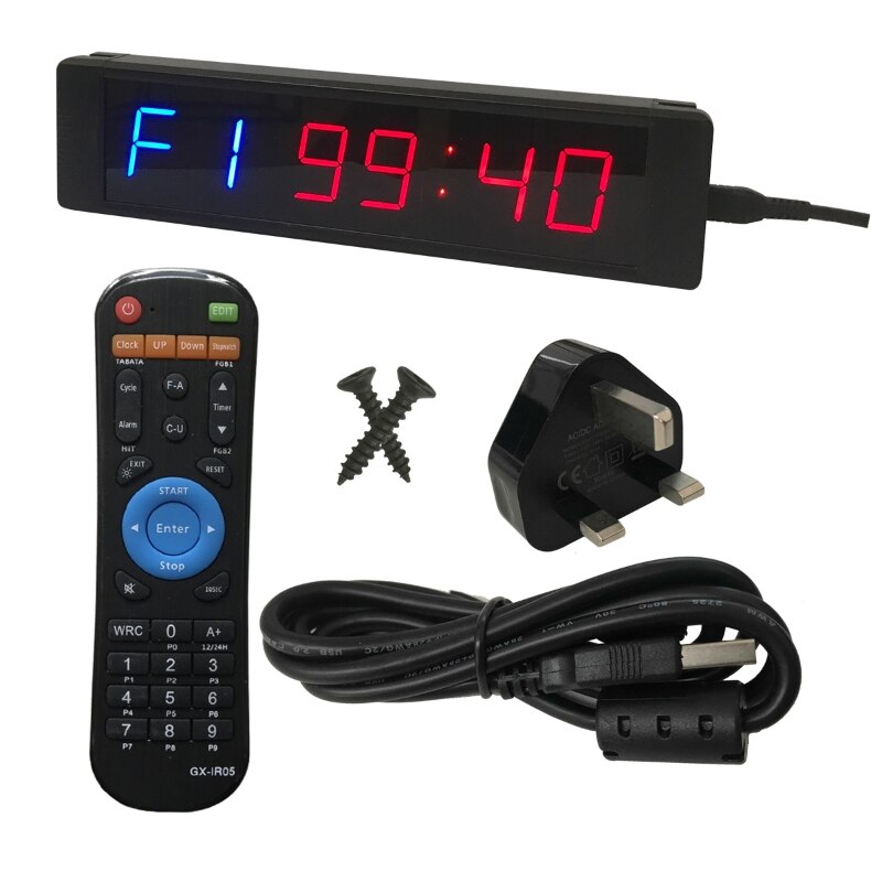 Cronometro Timer da palestra con telecomando per allenamento Fitness in palestra orologio Timer a intervallo ideale con staffe per montaggio a parete trasporto di goccia: -1-BU