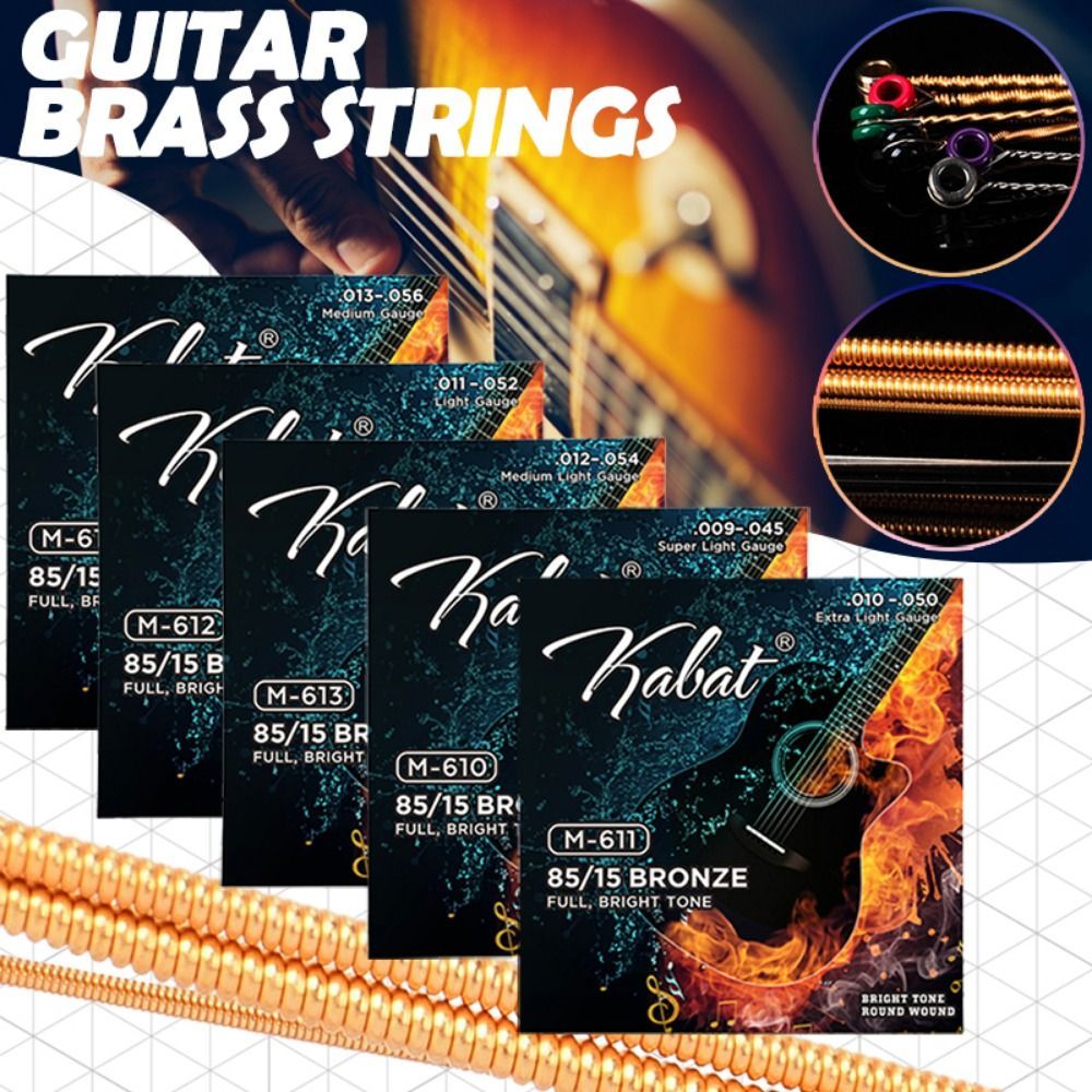 1 jeu de 6 cordes de guitare acoustique en laiton et Nylon, bon son, cordes de guitare Folk, entièrement lisses et durables