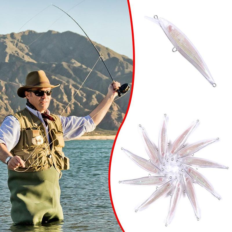 5 st genomskinliga beten blanka hårda beten 3d omålade fiskedragskroppar elritswobblers