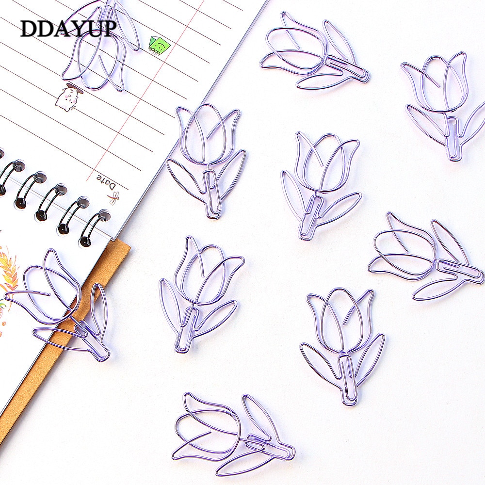 12Pcs/lot Tulip Bookmark Planner Paper Clip Material Escolar Bookmarks for Book Stationery School Supplies