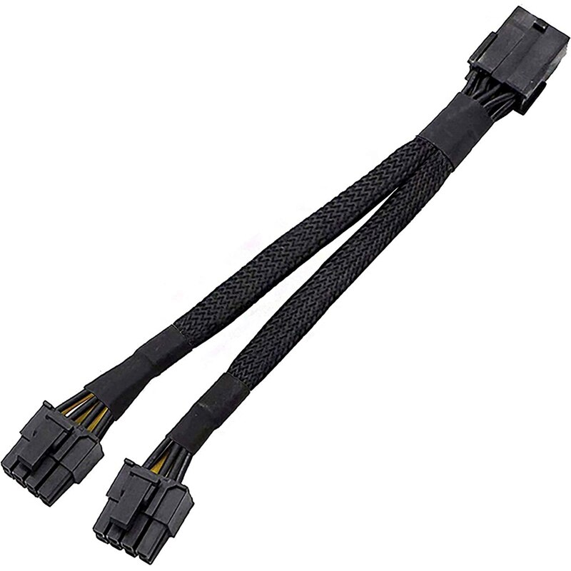 Placa de vídeo de 20cm, 5 peças, 8 pinos fêmea para 2x8p (6 + 2) cabo de extensão de pino macho pcie pci express 18awg