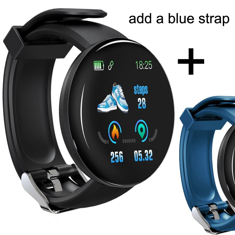 Sport Smart Horloge Mannen Smartwatch Vrouwen Slimme Horloge Bloeddruk Heart Monitor Waterdichte Smartwatch Horloge Top Digitale Horloge: Add a blue strap