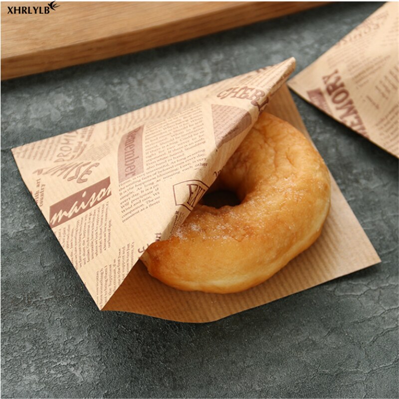 XHRLYLB 50 pc Engels Patroon Voedsel Vetvrij Papier Zak Sandwich Donut Brood Papieren Zak Bakken Accessoires Bruiloft Decoration.7z: Default Title