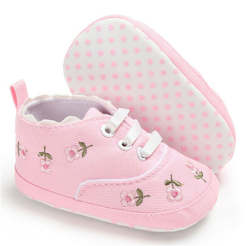 0-18M Baby Shoes Baby Girl Embroidery Flower Soft Sole Crib Shoes Toddler Summer Princess First Walkers Kid Causal Shoes