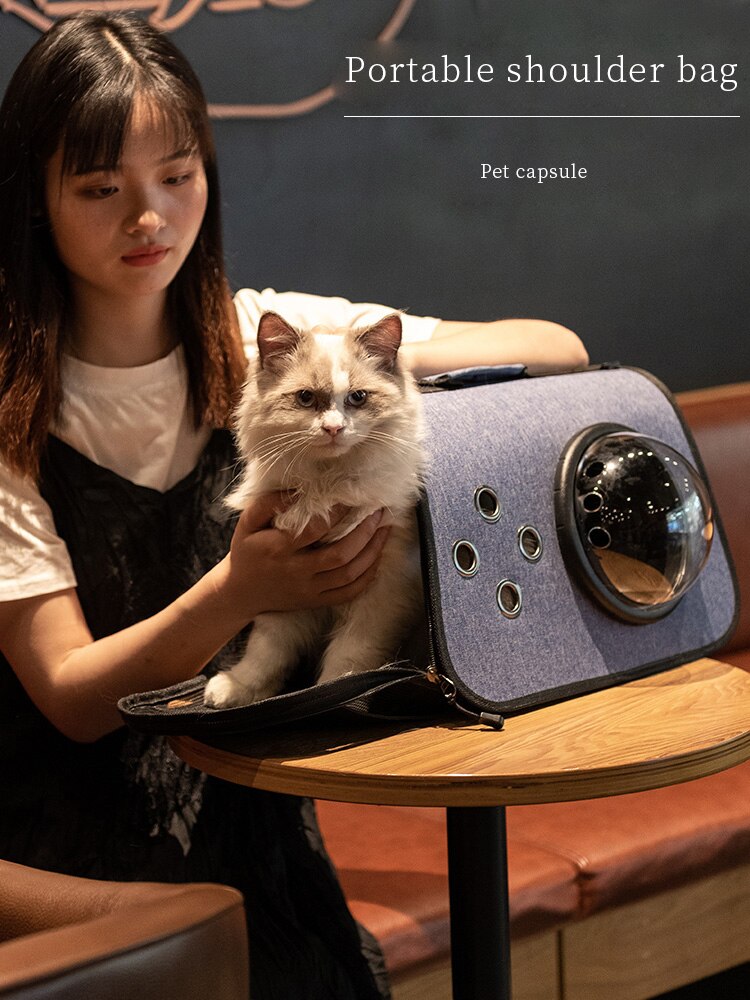 Cat bag go out carrying bag pet bag cat diagonally portable cat cage cat school bag space capsule cat backpack supplies