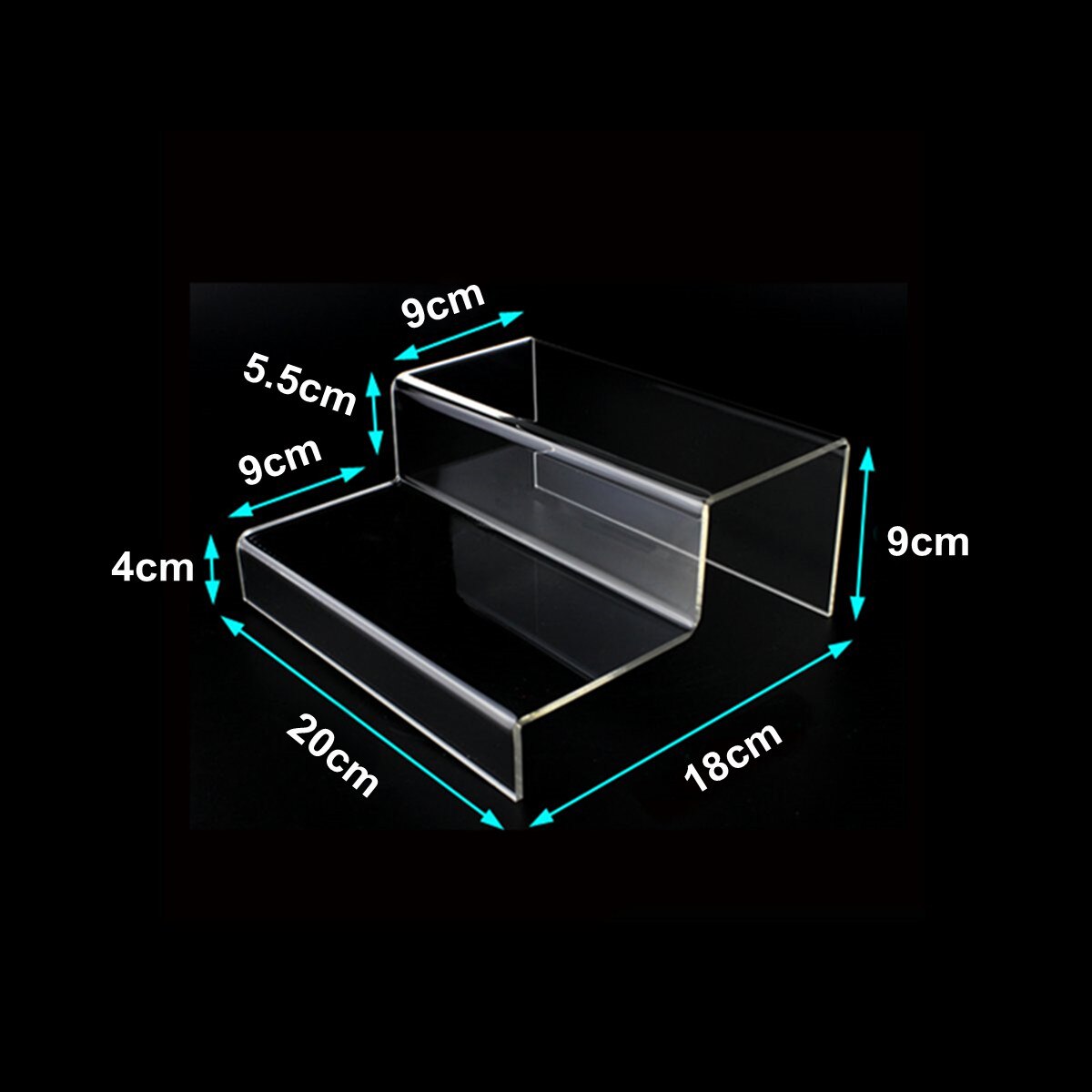 2 Step Tier Acrylic Retail Riser Counter Shoes Jewellery Display Stands Decor Jewelry Ladder Shelf Double Rack Organizers