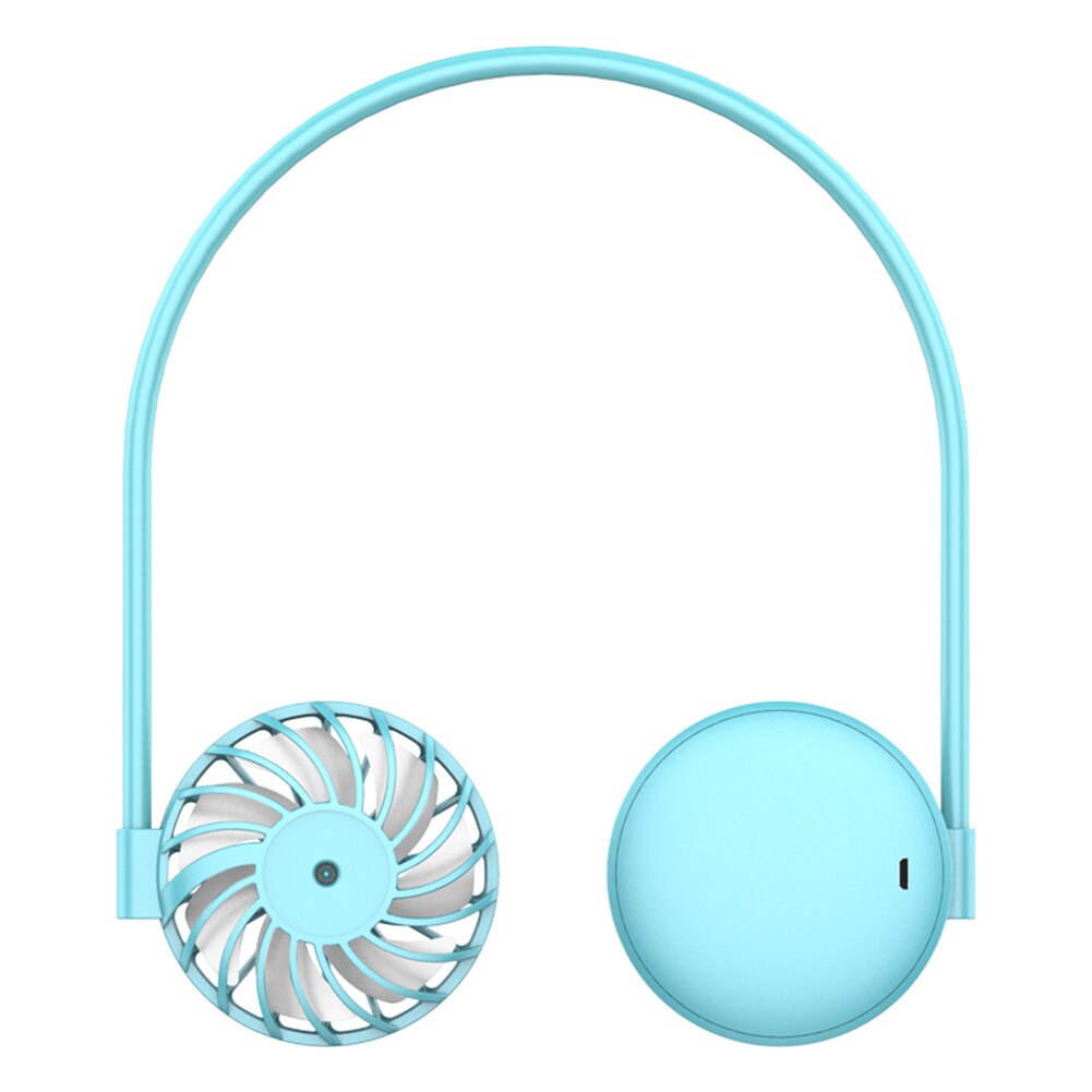 USB portable fan cold fan hands free neck fan hanging rechargeable mini sports fan 3-speed adjustable neck dual fan Home Office: Blue