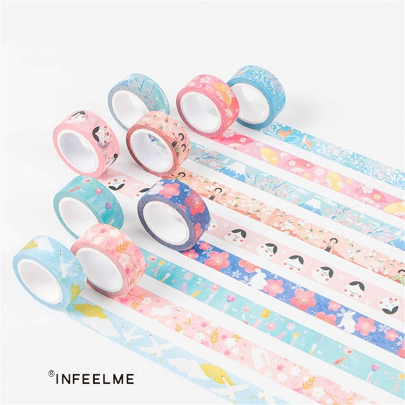 15mm * 7m söta kawaii kyoto dekoration japanska naglar dekorativa washi-tejp gör-det-själv scrapbooking maskeringstejp skolkontorstillbehör