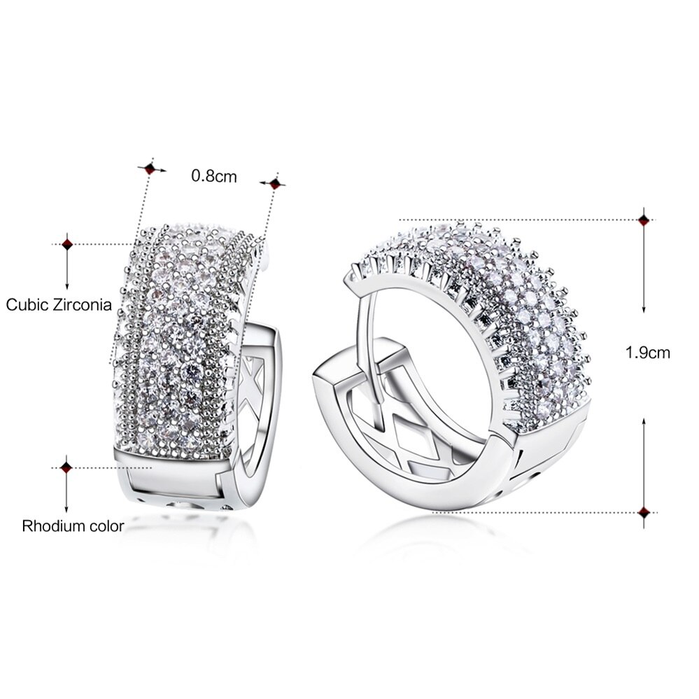 DreamCarnival 1989 Arrivals Small Hoop Earrings for Women Rhodium Color Half White Cubic Zirconia Boucle d'oreille SE24113