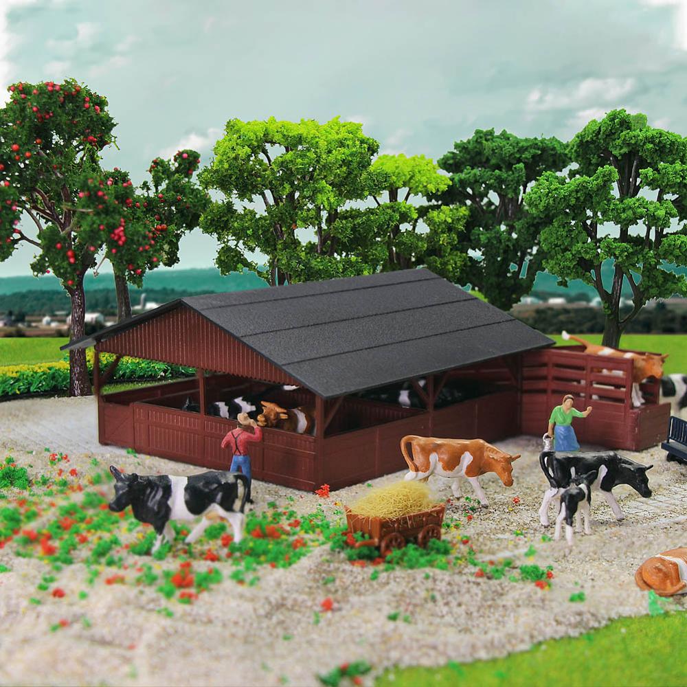 1pc 1:87 husdyr storfe stall hester stall vin rød ho skala byggesett for husdyr  jz8701wr