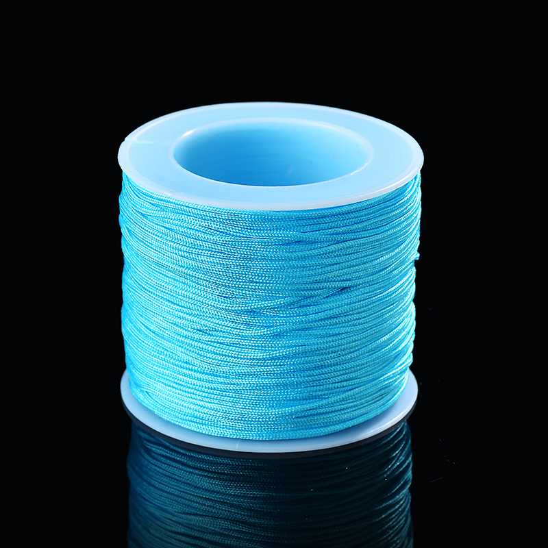 50Meters/Roll 0.8mm Neon Nylon Cord Thread Chinese Knot Macrame Cord Bracelet Braided String DIY Tassels Beading String Thread: lake blue