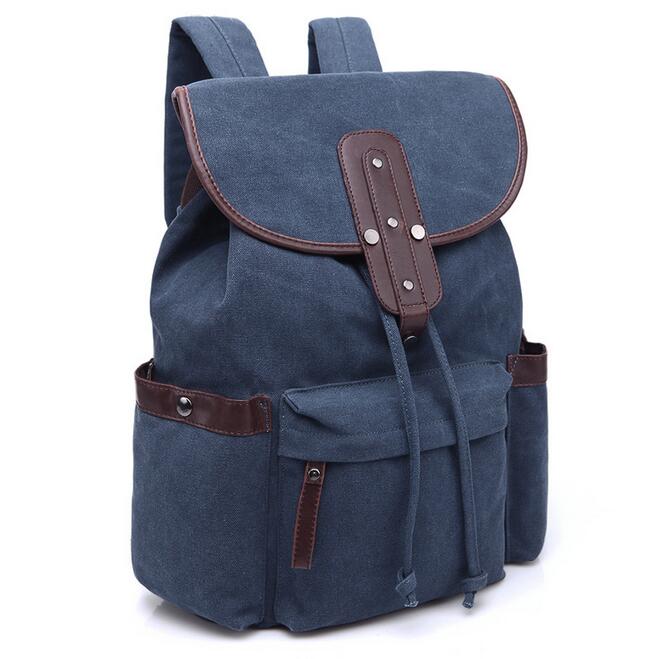 070717 men backpack canvas school student shoulder bag: C3