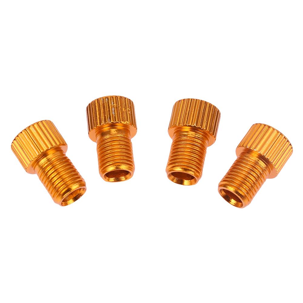 4/5pcs Bicycle Pump Tire Valve Adapter Convert Tire Presta To Schrader Copper Bike Air Valve Adaptor Wheels Nozzle Cycling Tool: 4pcs Yellow