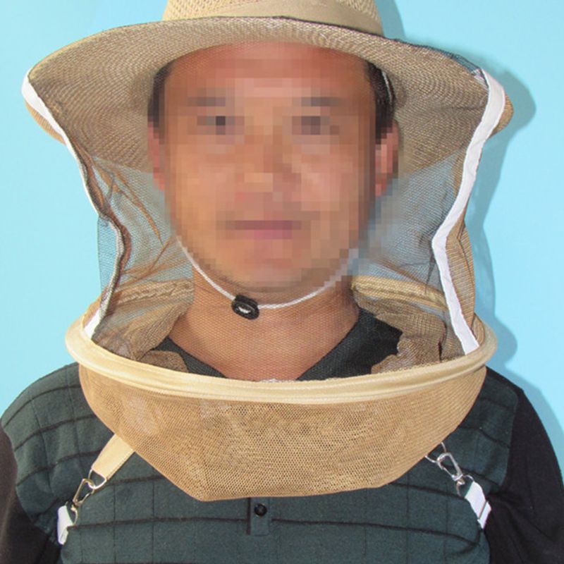 Natural Denim Mesh Beekeeping Beekeepers Hat Veil Protective Face Mask for Bee Protection During Beehive