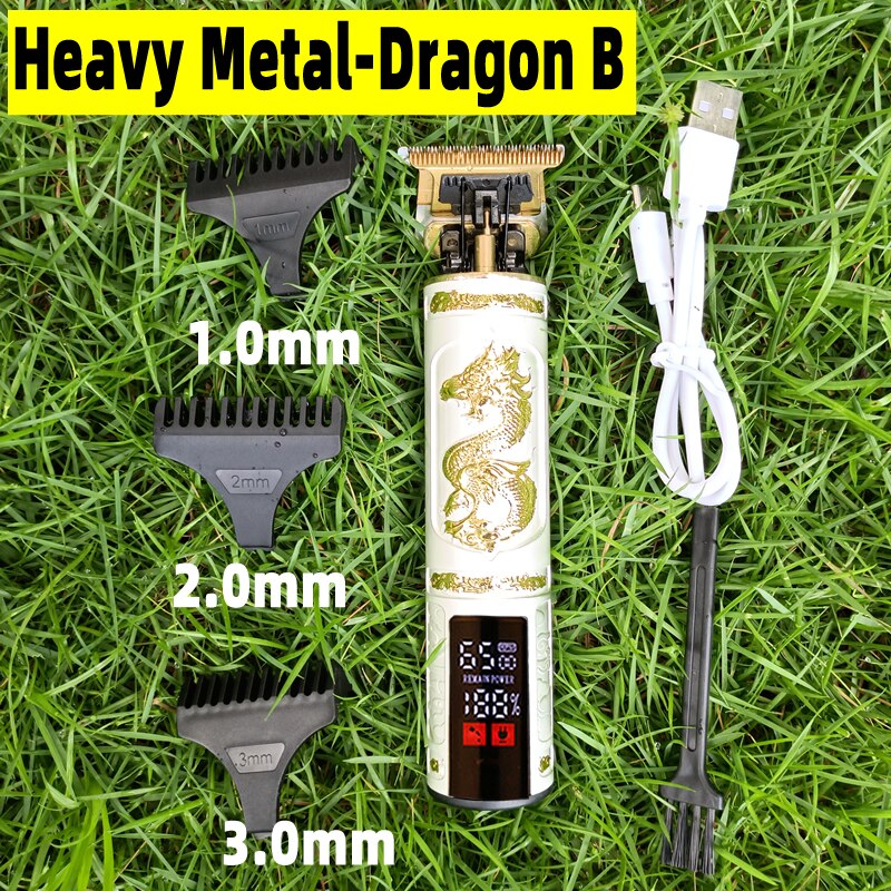 2022 Electric Hair Clipper Rechargeable 0mm Shaver Beard Trimmer Men Hair Cutting Machine Beard Barber Hair Cut: Dragon Heavy Metal B