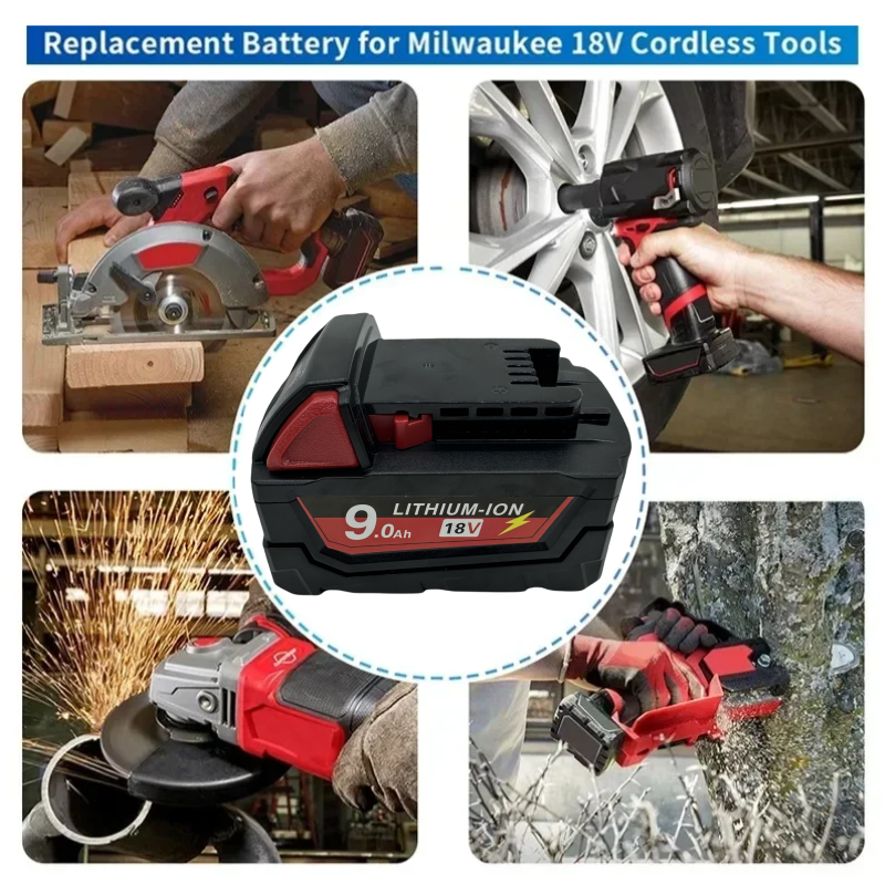 Akumulator do elektronarzędzi Milwaukee M18, ładowarka, Milwaukee 18V, BR, XC, 18V, 9000mAh M18B5, 48-11-1860, wbudowany akumulator 18650