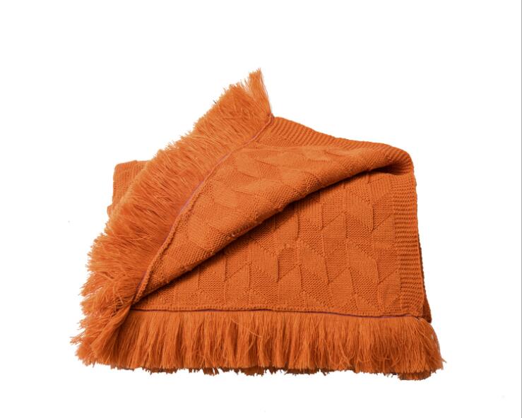 Nordisk vintage linger strikket tæppe sengeende tæppe sofa håndklæde seng ende håndklæde betræk  fg1310: 4 / 80 x 200cm