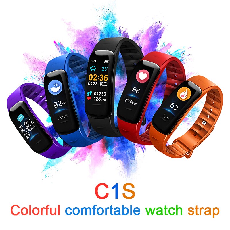 Smart Band Bluetooth Polsbandje Hartslagmeter C1S Smart Armband Bloeddruk Meting Fitness Tracker Horloge