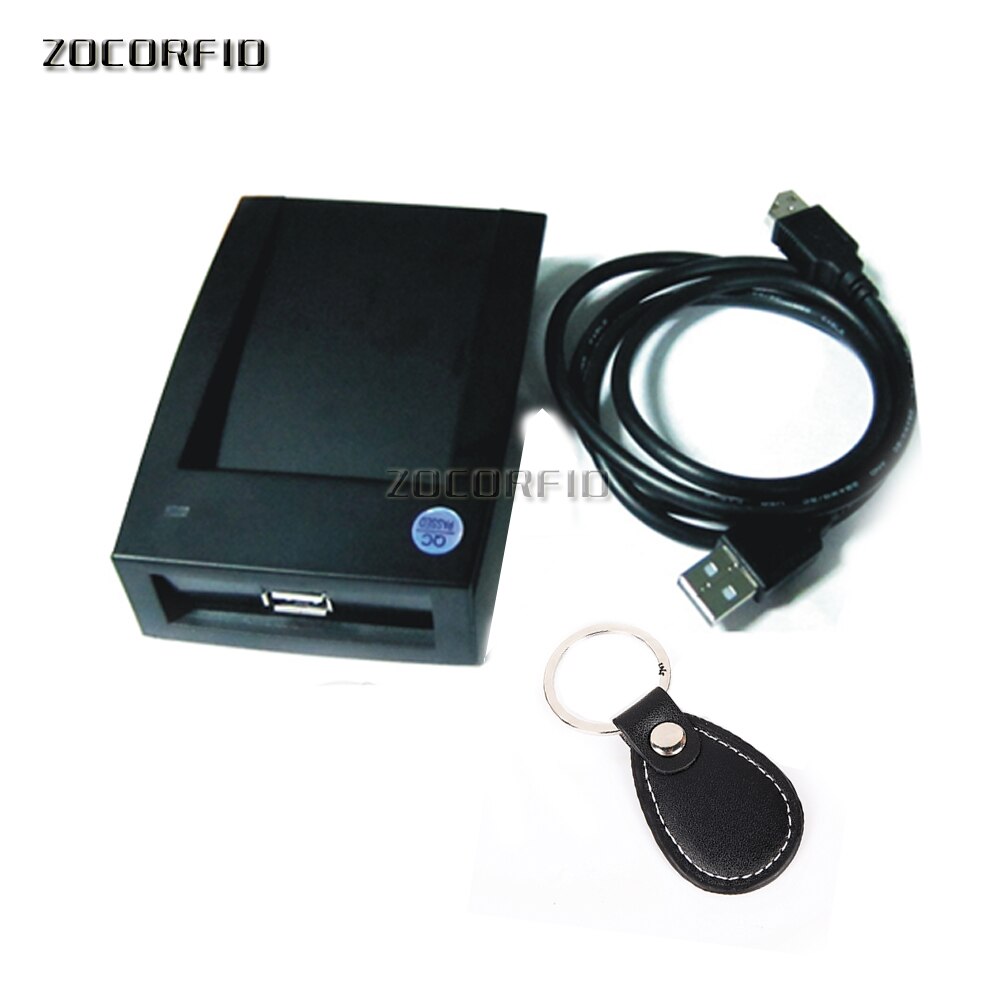 10 STUKS 125 KHZ leer RFID keyfobs en een USB 125 KHZ RFID reader/lederen stijl