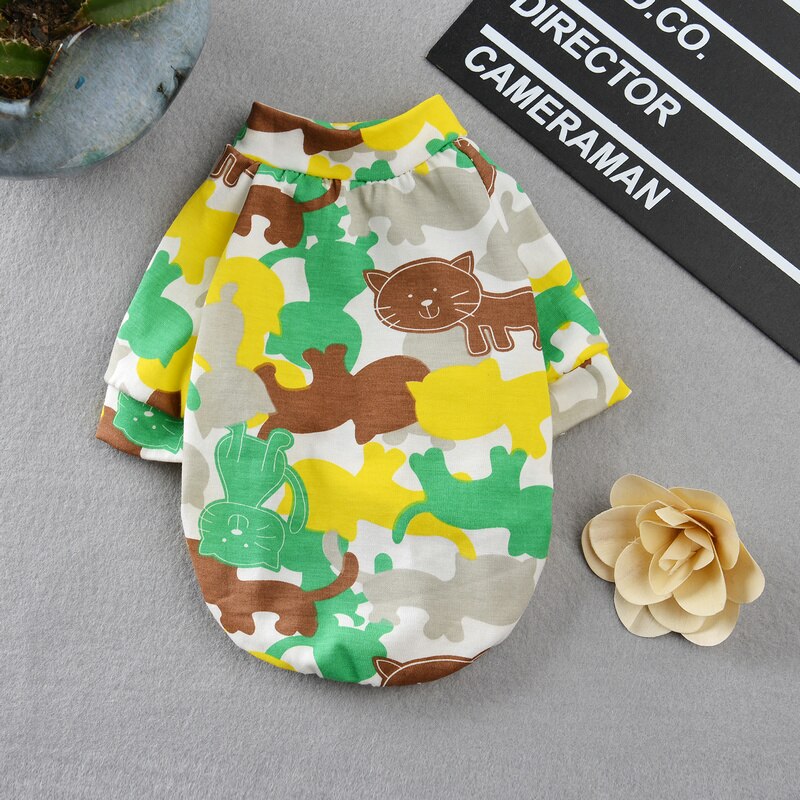 Summer Cotton Pet Cat Vest Tshirt Camouflage Cat Clothes for Small Dogs Puppy Kedi Clothing Mascotas Costume ropa para perros