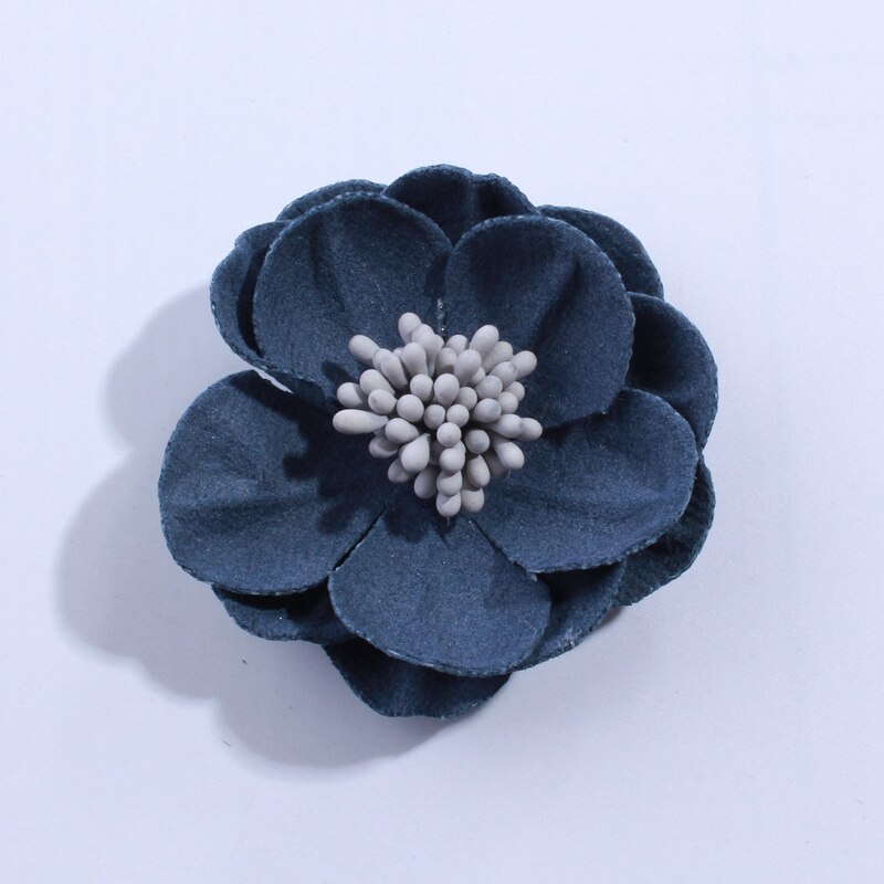 10 pièces 5 CM solide artificielle feutre fleurs pour cheveux accessoires avec étamine bandeau vêtements accessoires U choisir les couleurs: Navy