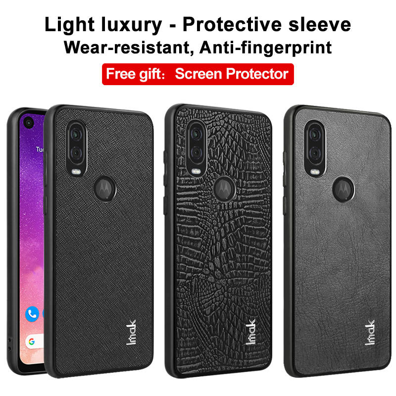 TPU soft frame + PC Harde Bodem + Licht Luxe PU Leather Cases Voor Motorola Moto Een Vision Moto P50 case IMAK LX-5 Back Cover