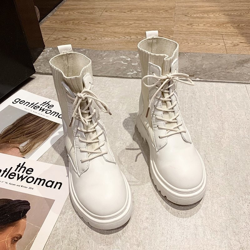 Vrouwen Herfst Winter Laarzen Vrouwen Enkellaars Vrouw Lace Up Platform Dames Ronde Neus Casual Schoenen Vrouwelijke Comfort Schoeisel