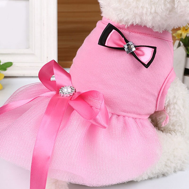 Korean Style Bow Skirts Princess Style Pet Skirts Sweet Dog Dresses Universal Pet Supplies Cotton Pet Clothes Solid Color