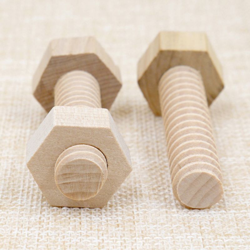 3 Pcs Child Wooden Screw Nut Building Assembling Blocks Hands-on Teaching Aid Early Educational Puzzle Toys