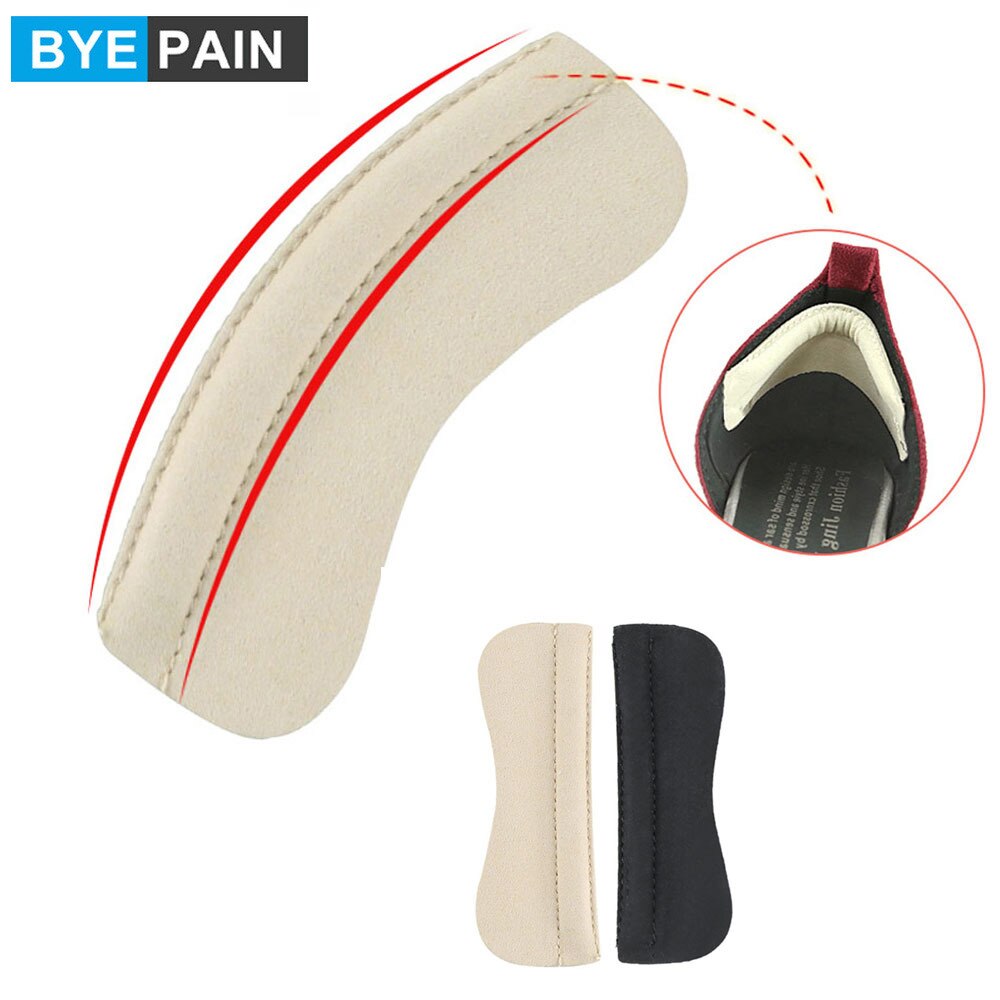2Pair BYEPAIN Foot Care Heel Grips Liner Microfiber Leather Cushions Inserts for Loose Shoes, Shoe Pads for Shoes too Big