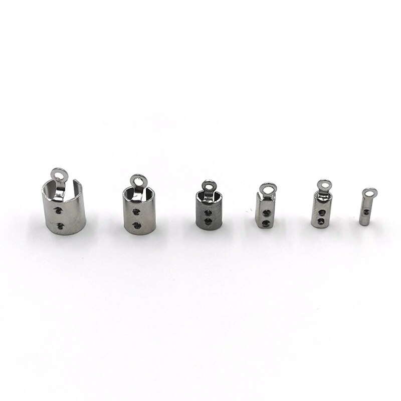 50 Stuks Lederen Armband Rvs Einde Sluitingen Caps Ketting Vouwen Crimp Cord Ends Connector Voor Sieraden Maken Accessoires