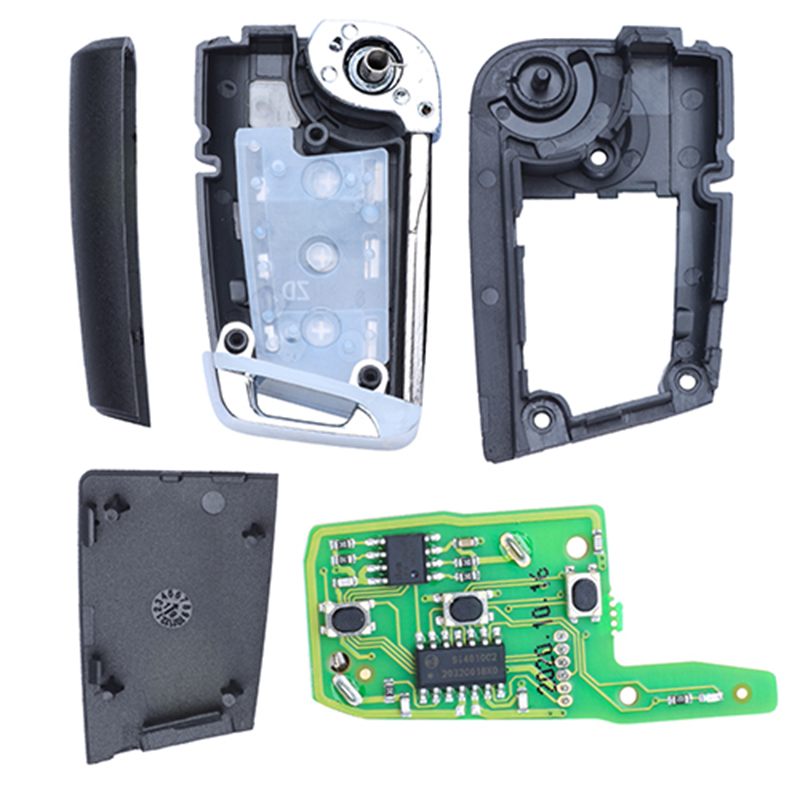 KEYECU 5K0 837 202 AD Upgraded Flip Remote Car Key Fob 3 Buttons 434MHz ID48 Chip for Volkswagen Beetle Caddy Tiguan Touran UP