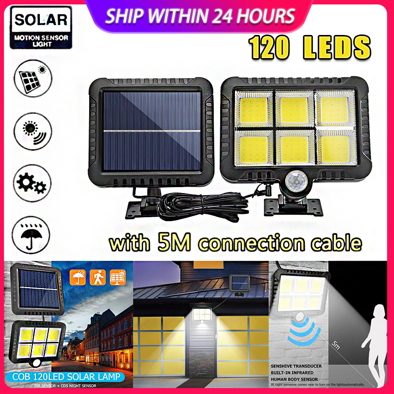 120LED COB Solar Light Motion Sensor Outdoor Waterproof Garden Solar Lights For Path Led Street Split Outdoor Solar Wall Lamp