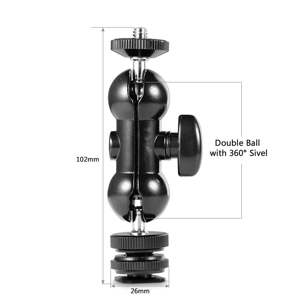 Multi-Function Double Ball Head Articulating Magic Arm w/ Shoe Mount 1/4 Screw for Camera Monitor Led Light Camera Cage
