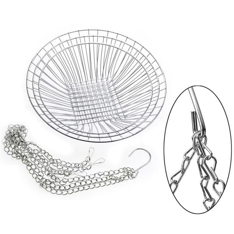 1pc 3 Tiered Hanging Fruit Baskets - Adjustable Chrome Wire Produce Storage Bowls