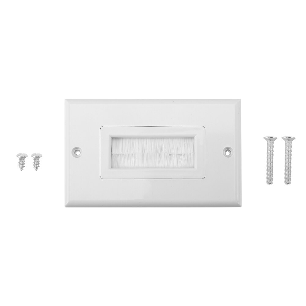 Single Gang White ABS Brush Plate Home Easy Install Wall Socket Multifunctional Outlet Mount Durable Panel Cable Pass Through: 1